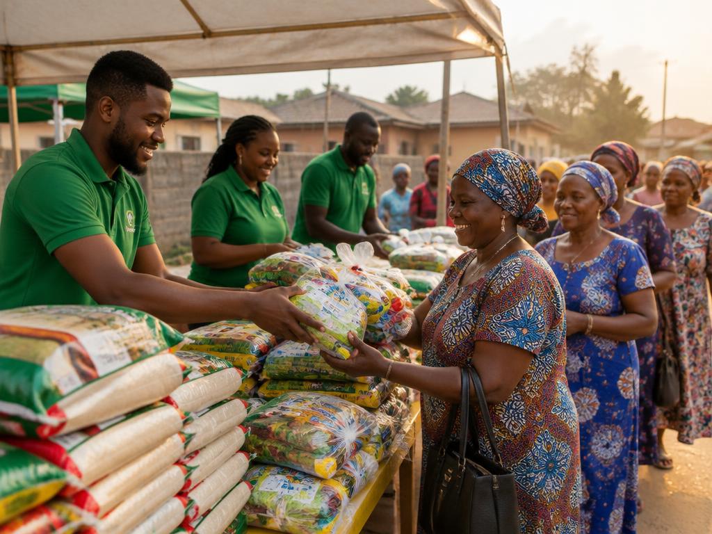 Farmdrop team distributing Christmas food packs to families